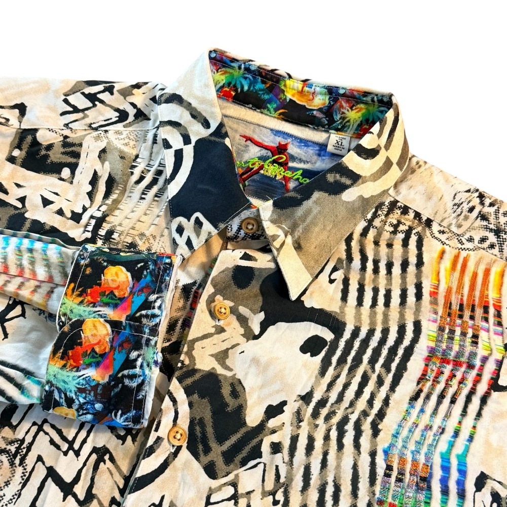 Robert Graham Mens XL Classic Fit Abstract Graphic Shirt Button Down Embroidered